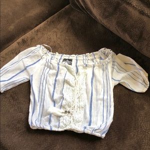 Never worn blue/white crop top